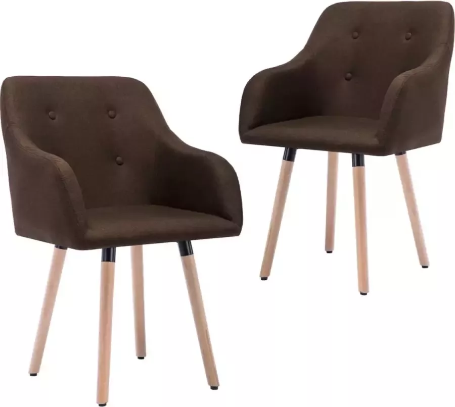 VidaLife Eetkamerstoelen 2 st stof bruin - Foto 12