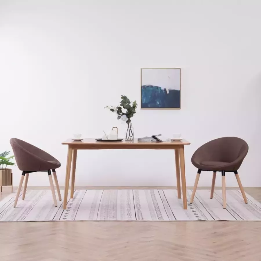 VidaLife Eetkamerstoelen 2 st stof bruin - Foto 7