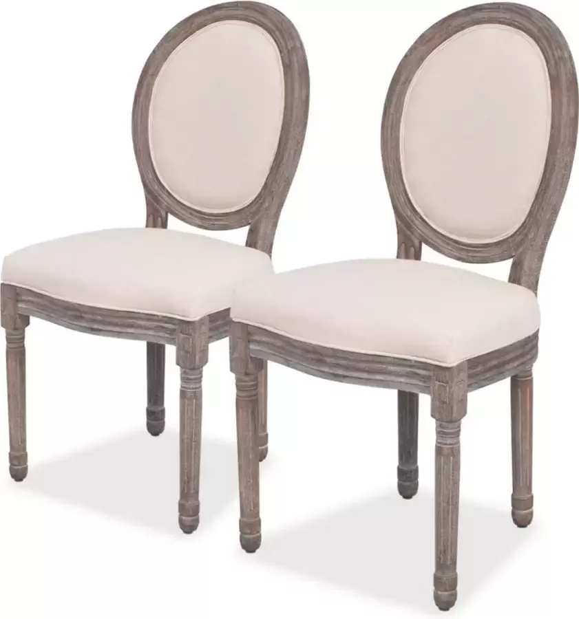VidaLife Eetkamerstoelen 2 st stof crèmekleurig - Foto 2