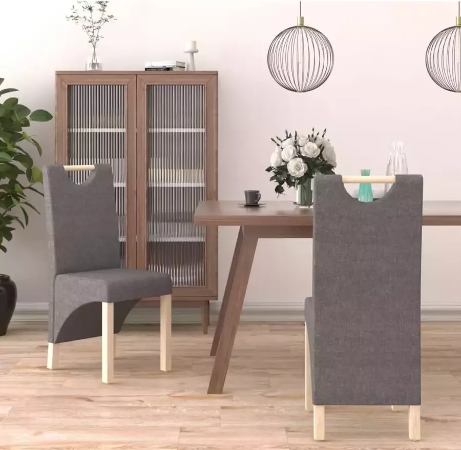 VidaLife Eetkamerstoelen 2 st stof lichtgrijs - Foto 7
