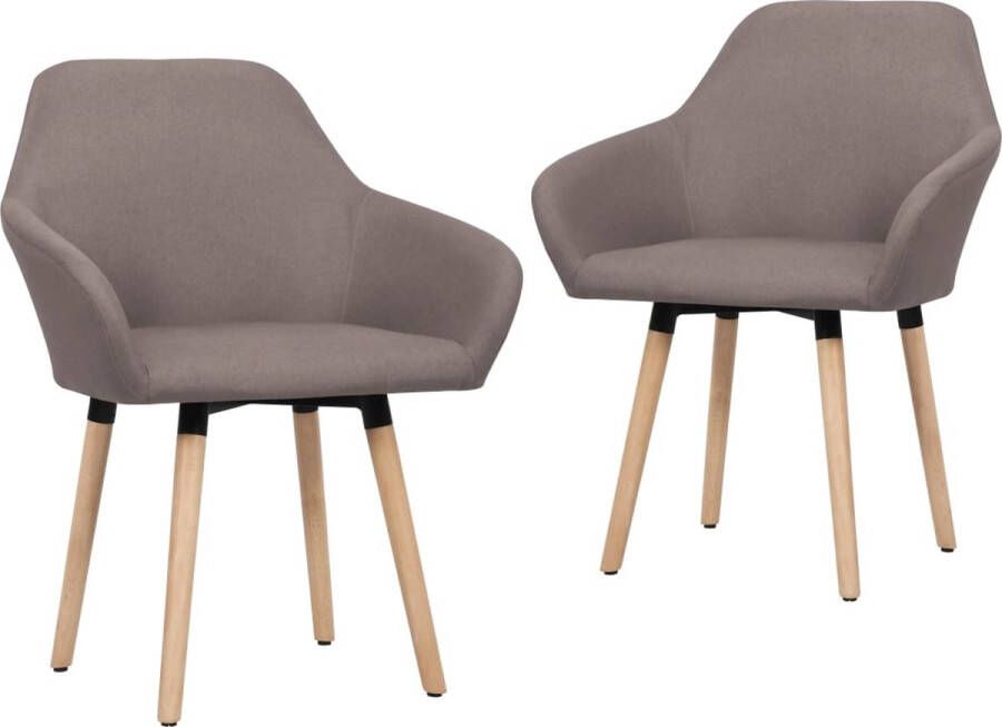 VidaLife Eetkamerstoelen 2 st stof taupe