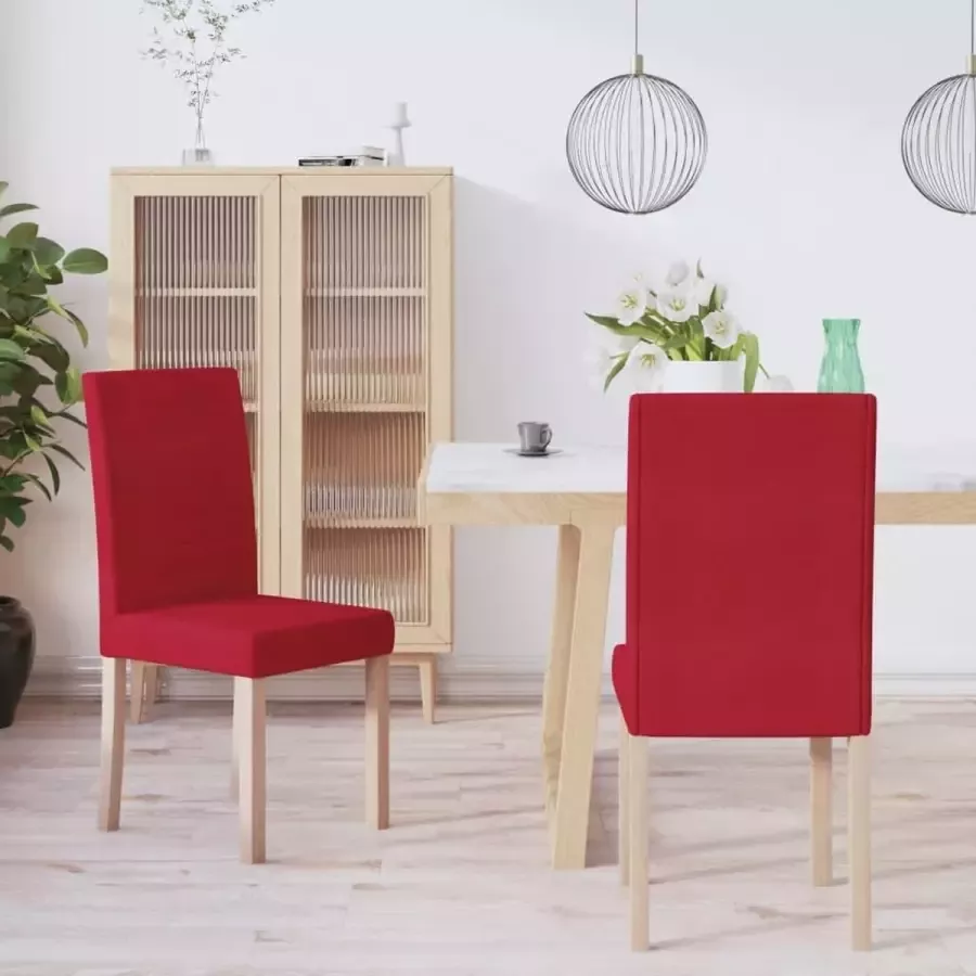 VidaLife Eetkamerstoelen 2 st stof wijnrood