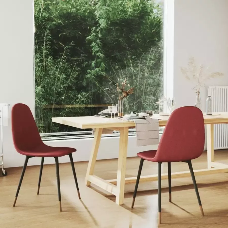 VidaLife Eetkamerstoelen 2 st stof wijnrood - Foto 3