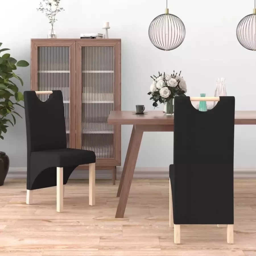 VidaLife Eetkamerstoelen 2 st stof zwart