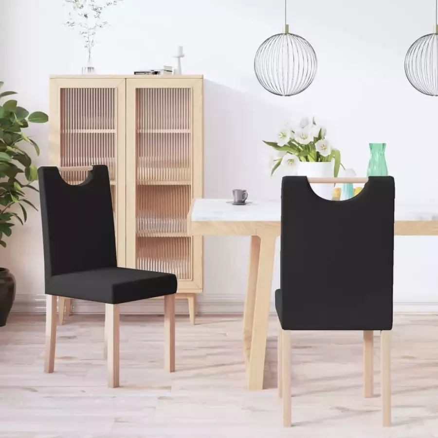 VidaLife Eetkamerstoelen 2 st stof zwart - Foto 3