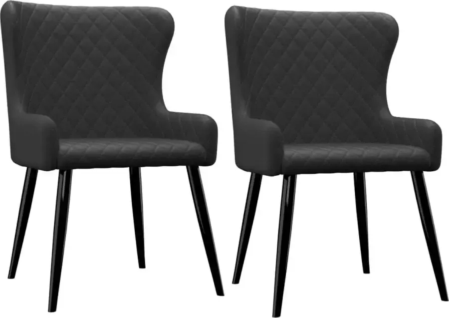 VidaLife Eetkamerstoelen 2 st stof zwart - Foto 6