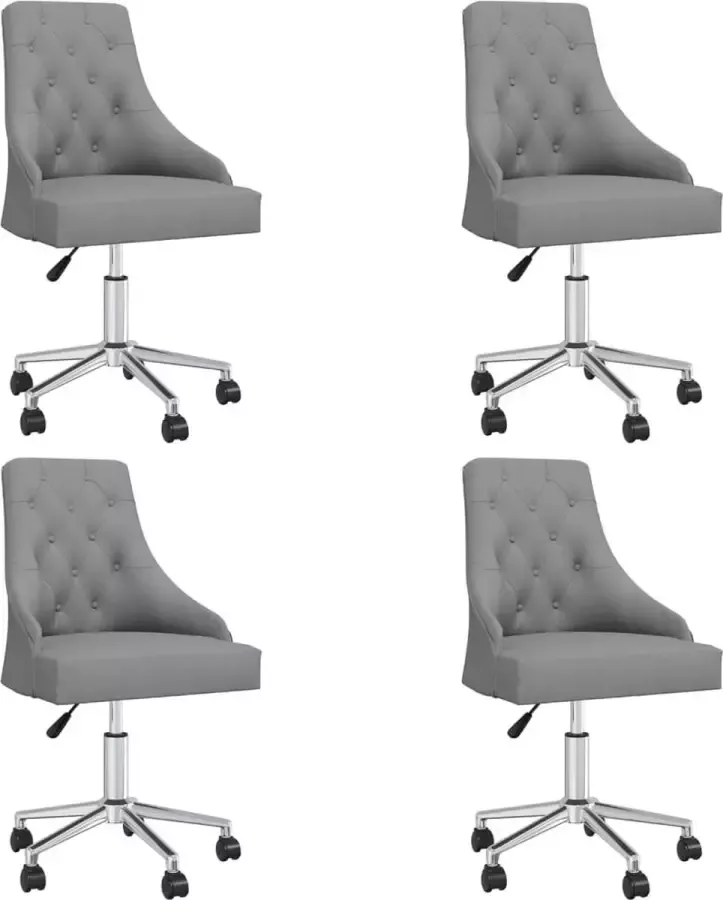 VidaLife Eetkamerstoelen 4 st draaibaar stof lichtgrijs - Foto 2