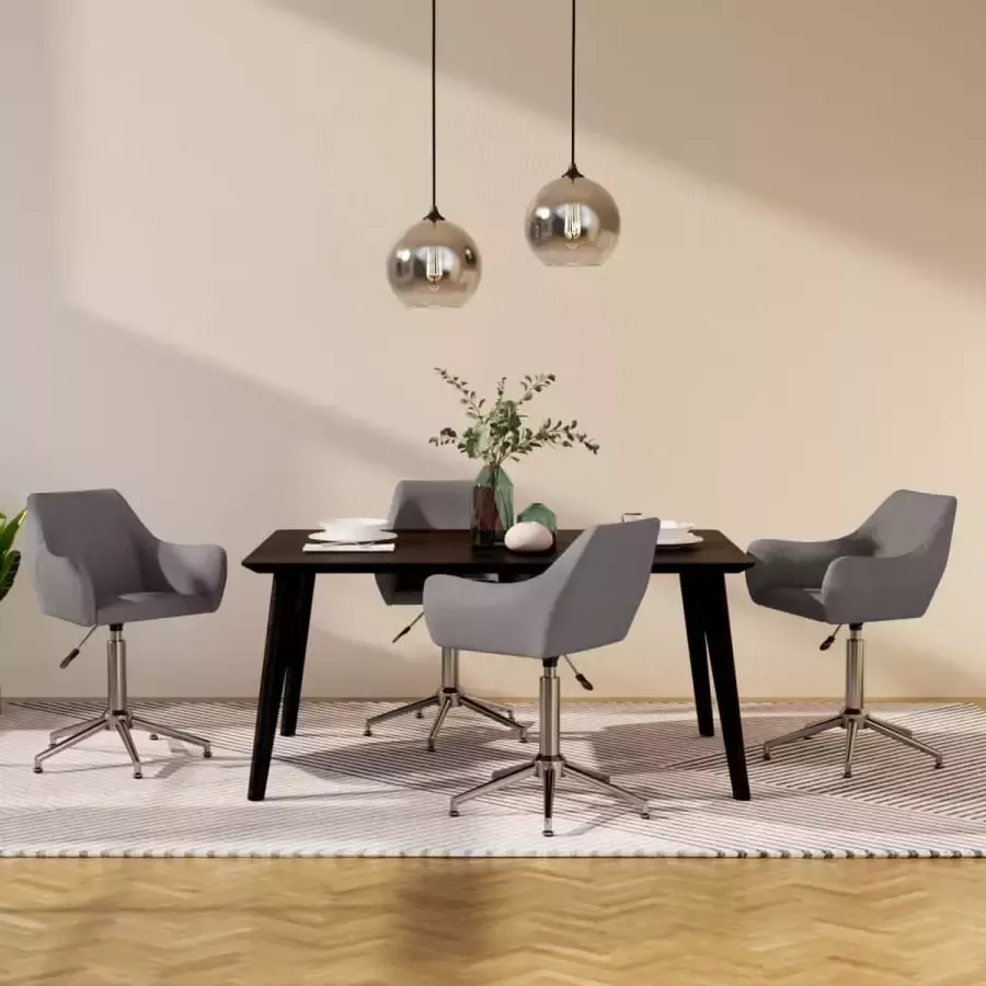 VidaLife Eetkamerstoelen 4 st draaibaar stof lichtgrijs