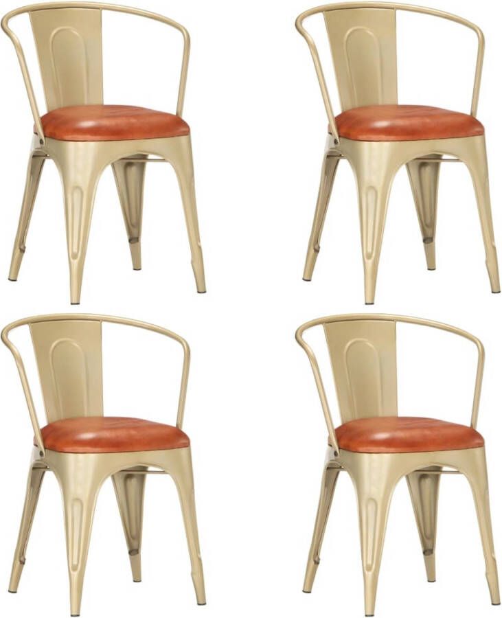 VidaLife Eetkamerstoelen 4 st echt leer bruin