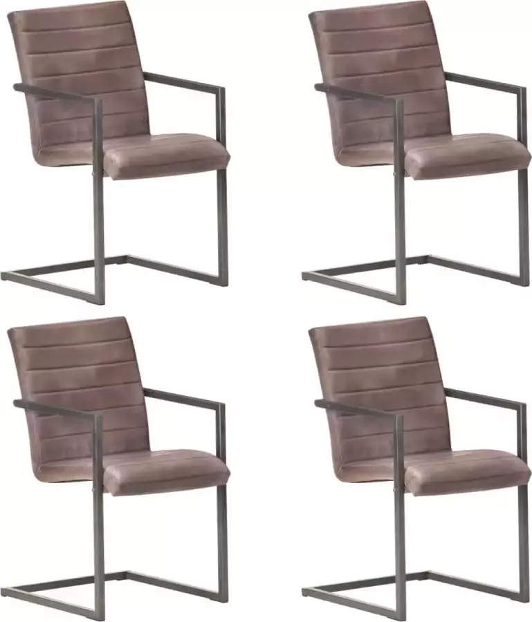 VidaLife Eetkamerstoelen 4 st echt leer bruin