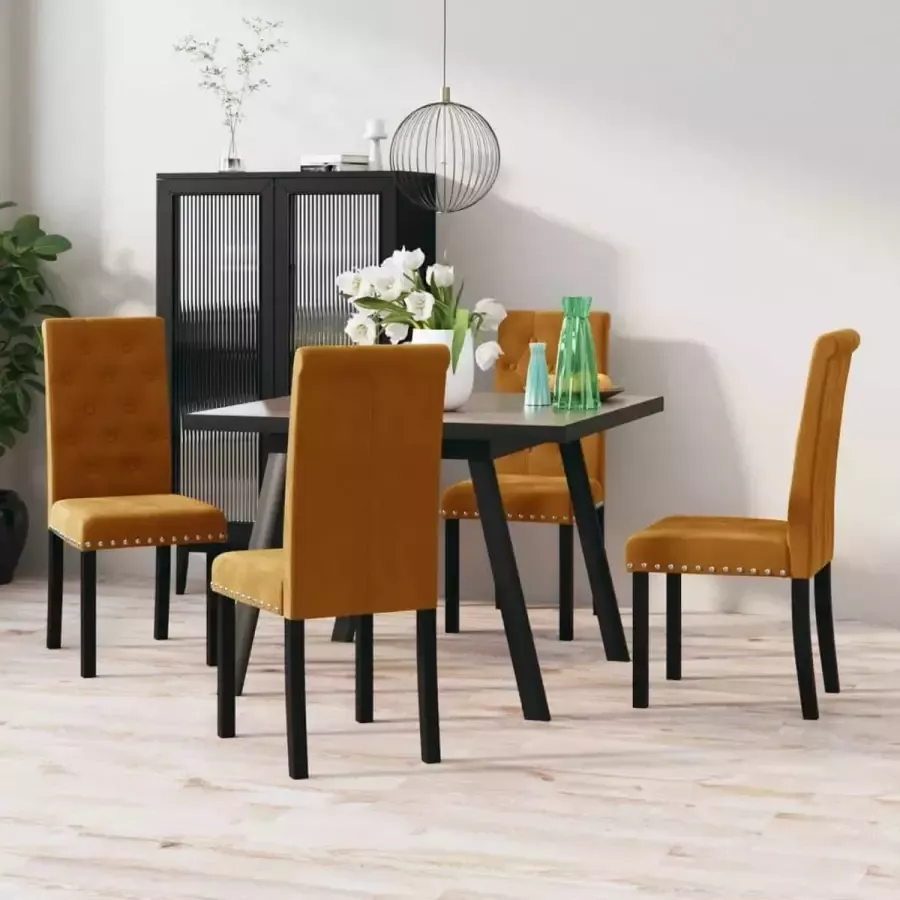 VidaLife Eetkamerstoelen 4 st fluweel bruin