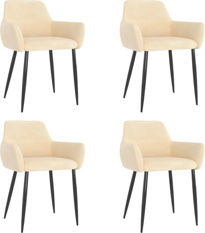 VidaLife Eetkamerstoelen 4 st fluweel crème