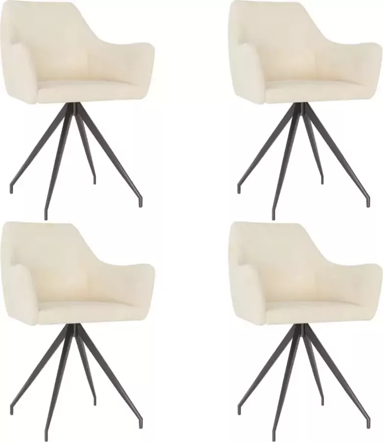 VidaLife Eetkamerstoelen 4 st fluweel crème