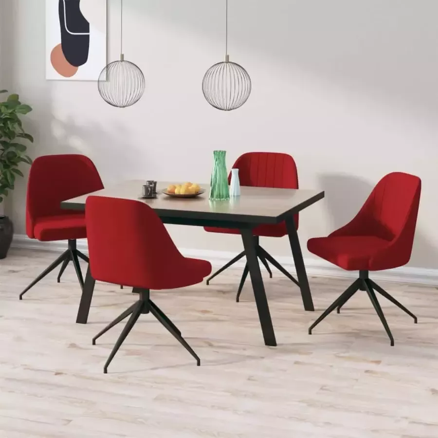 VidaLife Eetkamerstoelen 4 st fluweel wijnrood