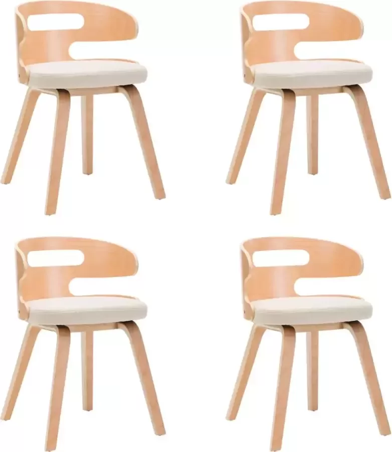 VidaLife Eetkamerstoelen 4 st gebogen hout en kunstleer crème