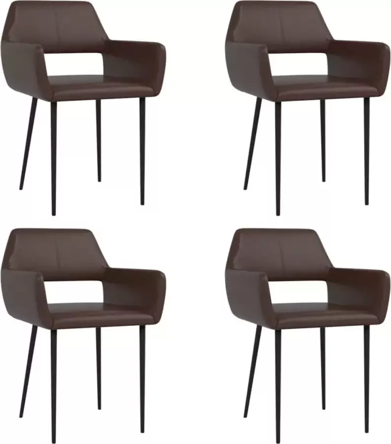 VidaLife Eetkamerstoelen 4 st kunstleer bruin - Foto 3