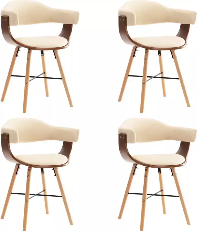 VidaLife Eetkamerstoelen 4 st kunstleer en gebogen hout crème