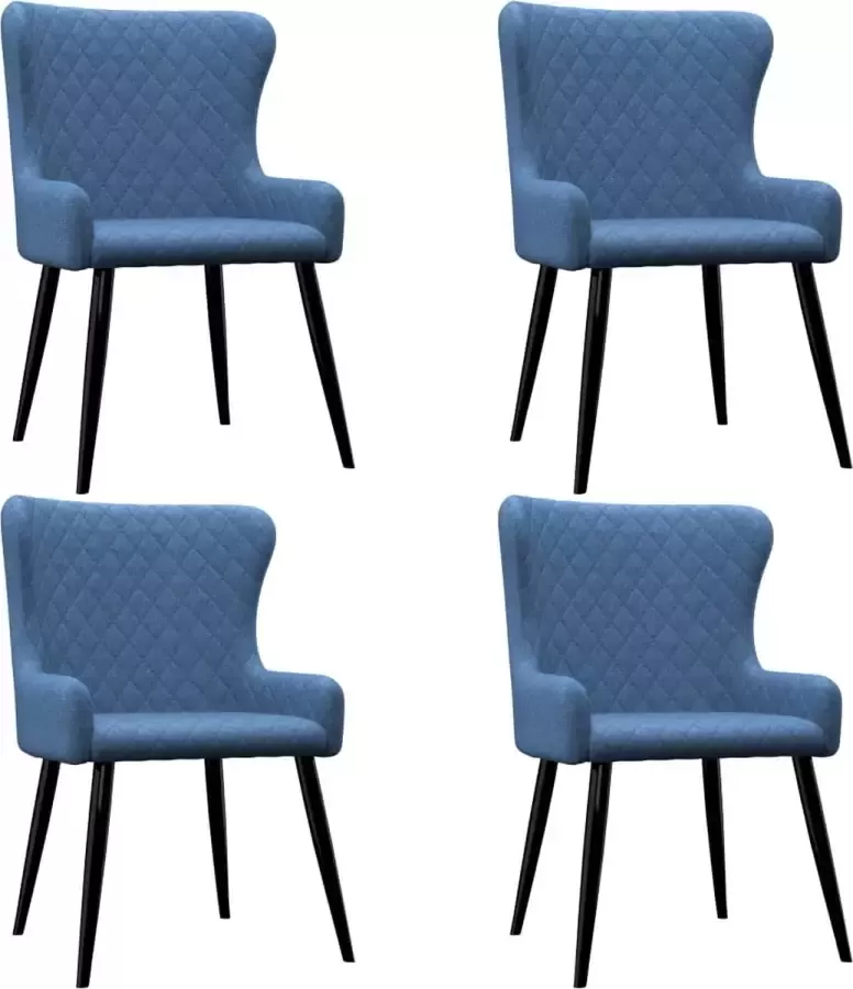VidaLife Eetkamerstoelen 4 st stof blauw - Foto 3