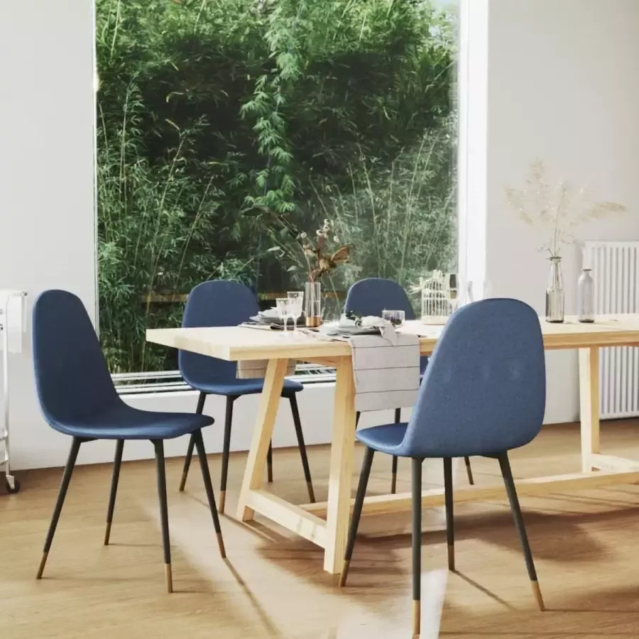 VidaLife Eetkamerstoelen 4 st stof blauw - Foto 2