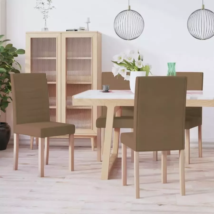 VidaLife Eetkamerstoelen 4 st stof bruin - Foto 4