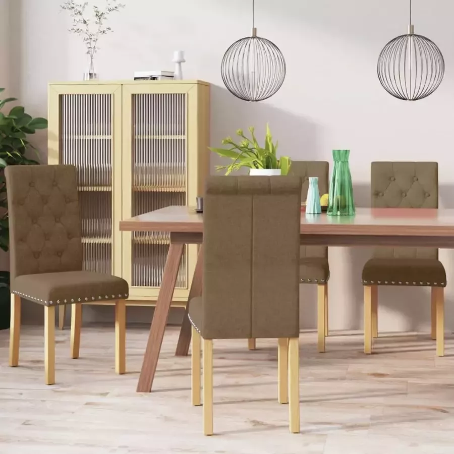 VidaLife Eetkamerstoelen 4 st stof bruin - Foto 5