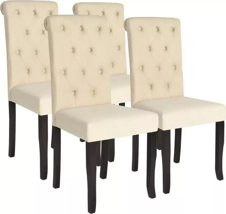 VidaLife Eetkamerstoelen 4 st stof crème