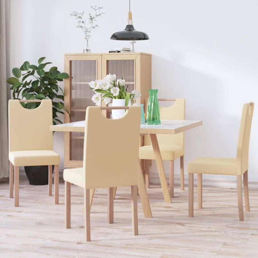 VidaLife Eetkamerstoelen 4 st stof crèmekleurig