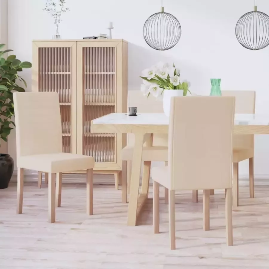 VidaLife Eetkamerstoelen 4 st stof crèmekleurig - Foto 3