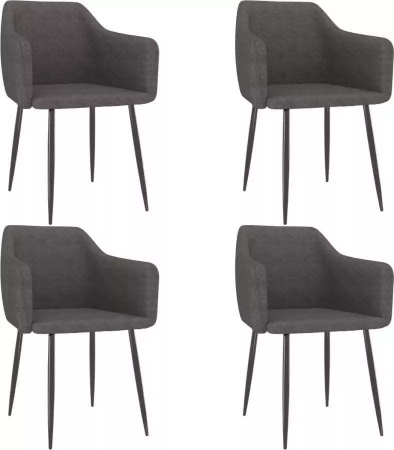 VidaLife Eetkamerstoelen 4 st stof donkergrijs - Foto 11