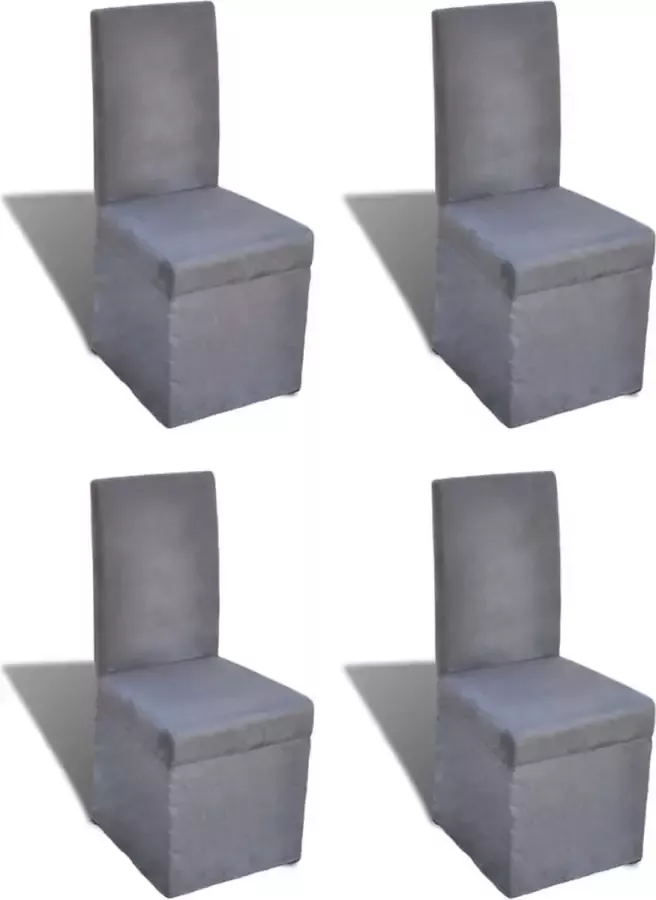 VidaLife Eetkamerstoelen 4 st stof donkergrijs - Foto 12