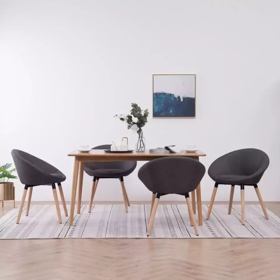 VidaLife Eetkamerstoelen 4 st stof donkergrijs - Foto 8