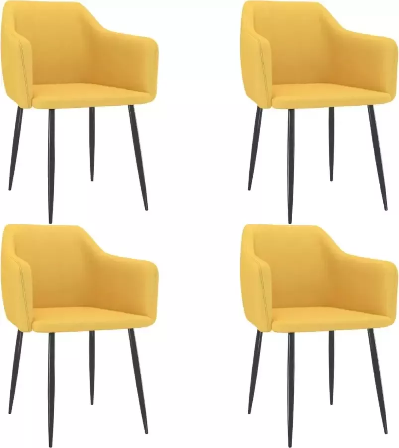 VidaLife Eetkamerstoelen 4 st stof geel - Foto 4