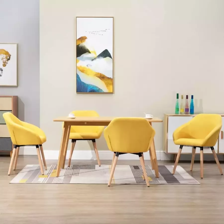VidaLife Eetkamerstoelen 4 st stof geel