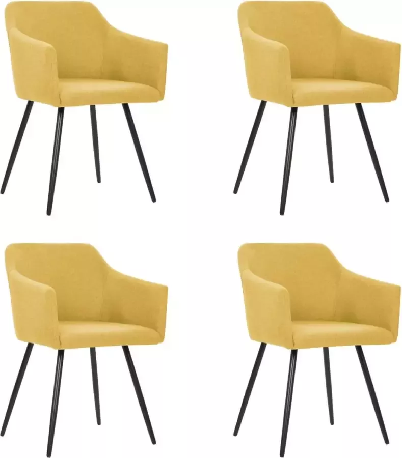 VidaLife Eetkamerstoelen 4 st stof geel - Foto 5