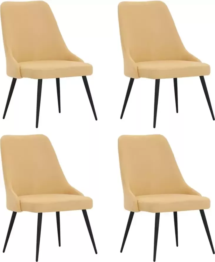 VidaLife Eetkamerstoelen 4 st stof geel - Foto 6