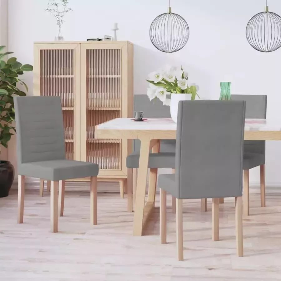 VidaLife Eetkamerstoelen 4 st stof lichtgrijs