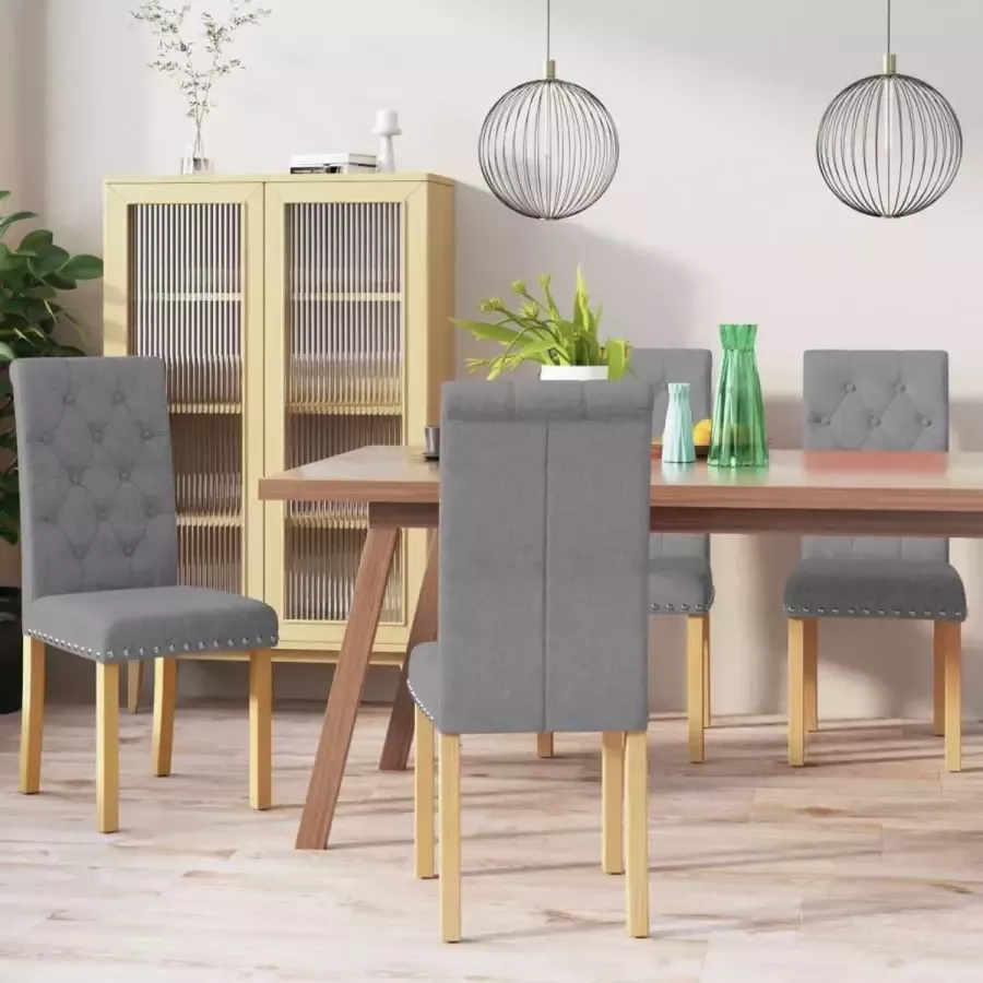 VidaLife Eetkamerstoelen 4 st stof lichtgrijs - Foto 2