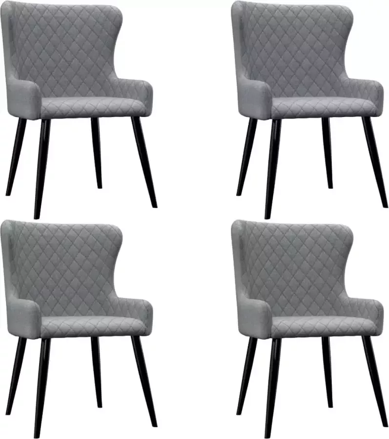 VidaLife Eetkamerstoelen 4 st stof lichtgrijs - Foto 8