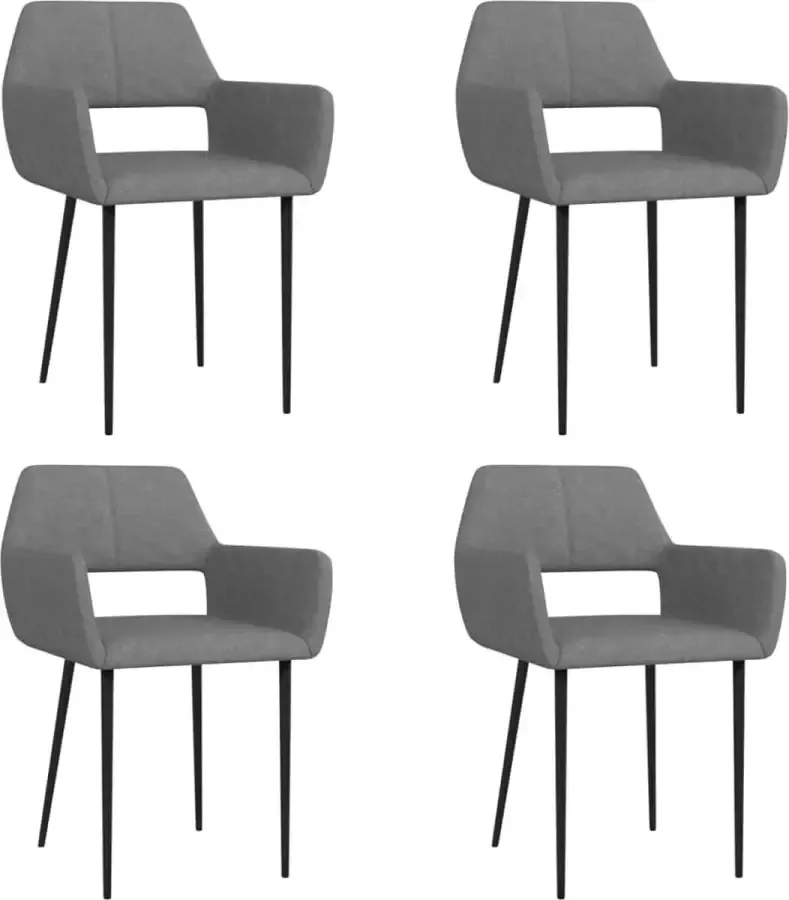 VidaLife Eetkamerstoelen 4 st stof lichtgrijs - Foto 9