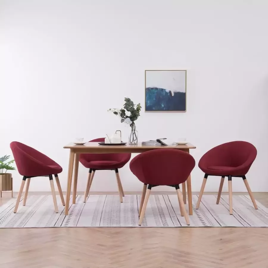 VidaLife Eetkamerstoelen 4 st stof wijnrood