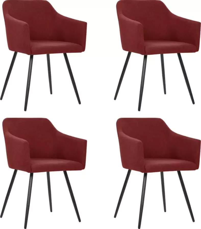 VidaLife Eetkamerstoelen 4 st stof wijnrood - Foto 7