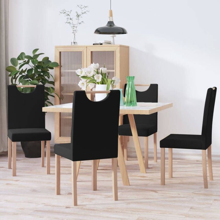 VidaLife Eetkamerstoelen 4 st stof zwart