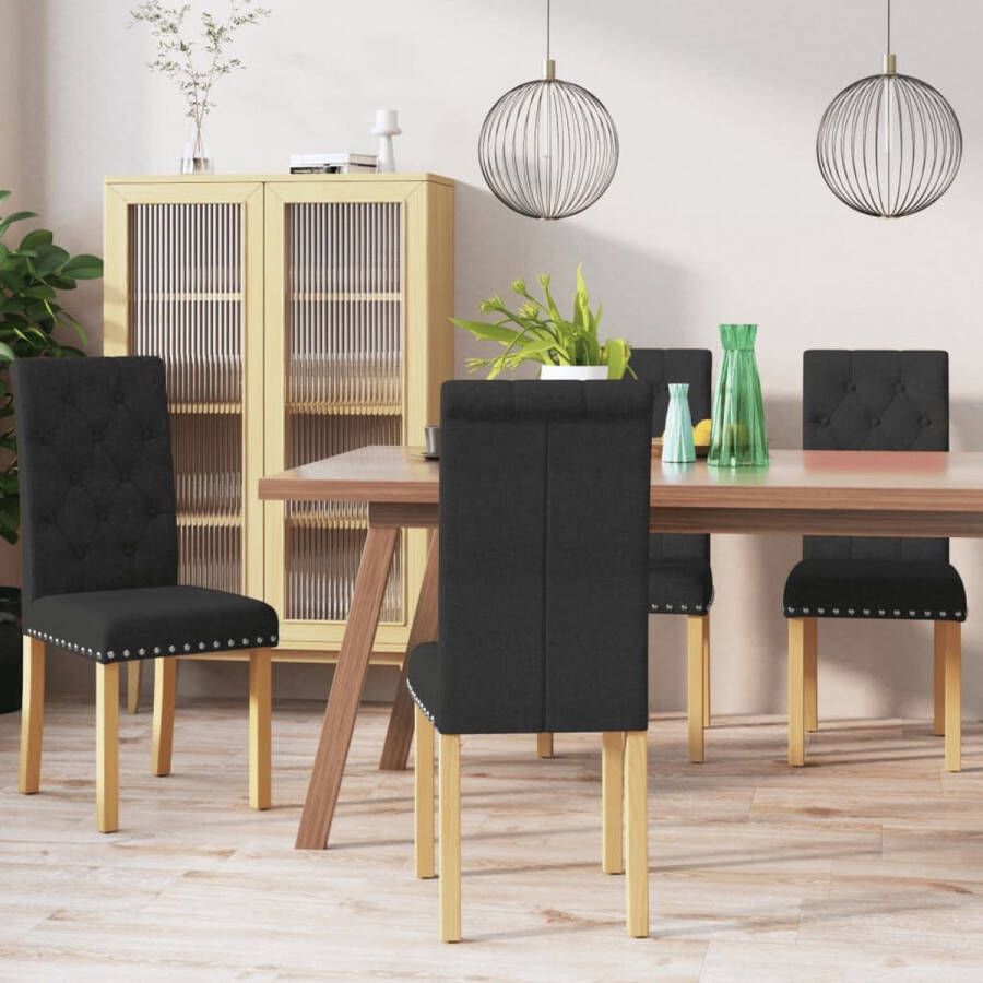 VidaLife Eetkamerstoelen 4 st stof zwart