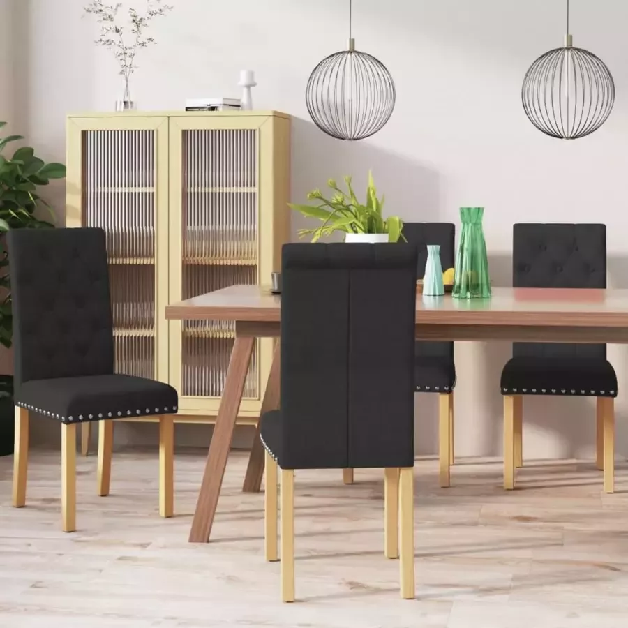 VidaLife Eetkamerstoelen 4 st stof zwart - Foto 3
