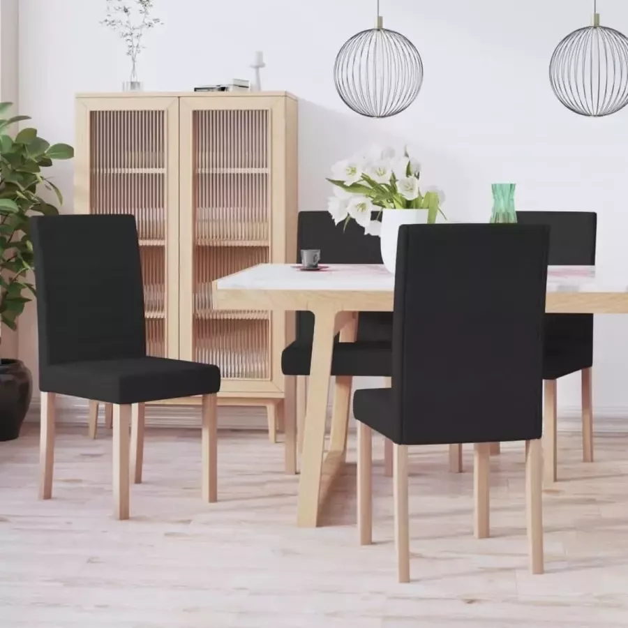 VidaLife Eetkamerstoelen 4 st stof zwart - Foto 5