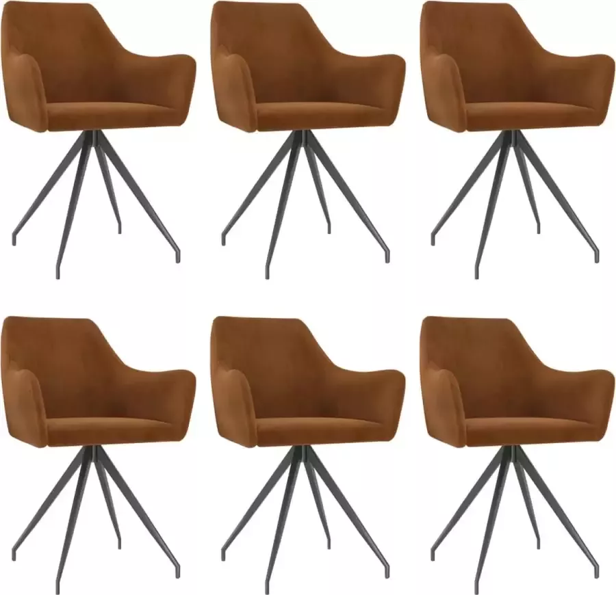 VidaLife Eetkamerstoelen 6 st fluweel bruin - Foto 2