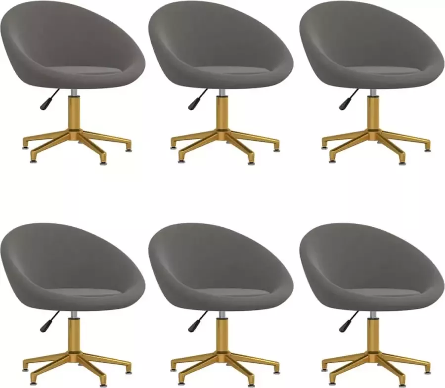 VidaLife Eetkamerstoelen 6 st fluweel donkergrijs - Foto 4