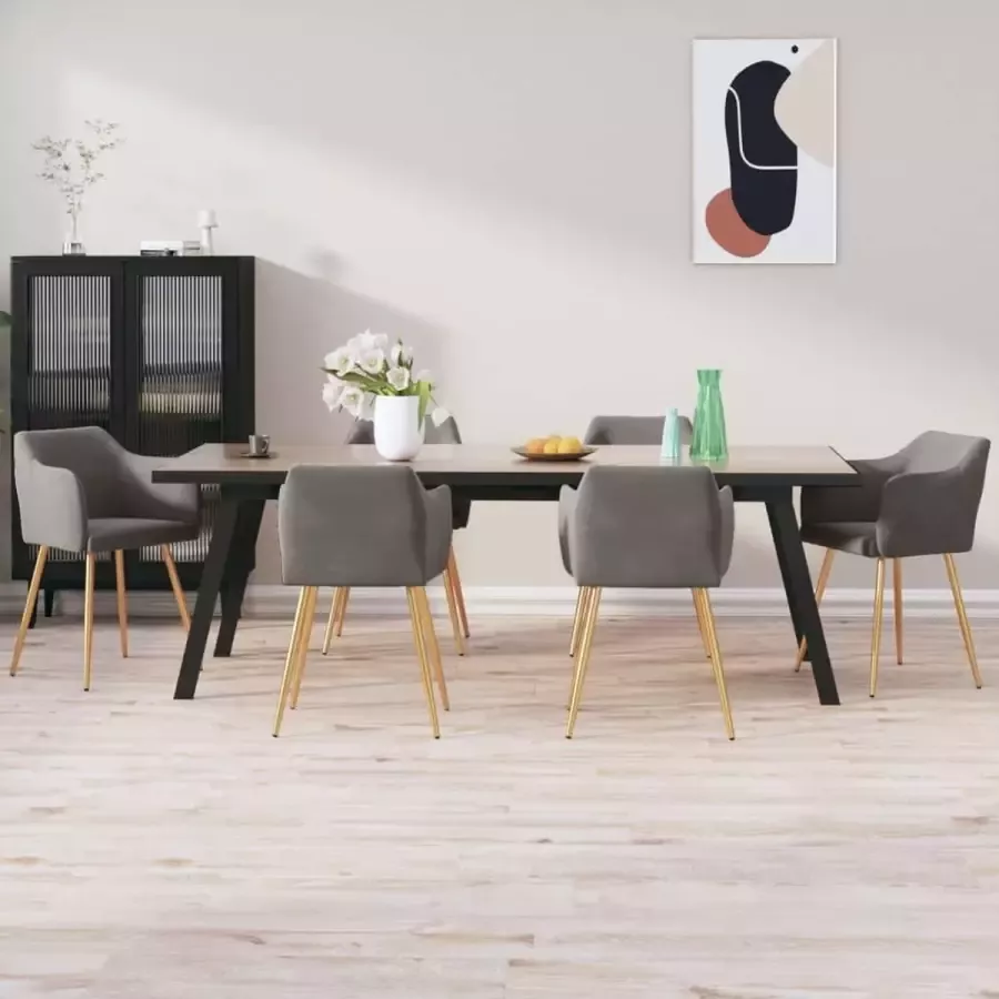 VidaLife Eetkamerstoelen 6 st fluweel donkergrijs - Foto 2