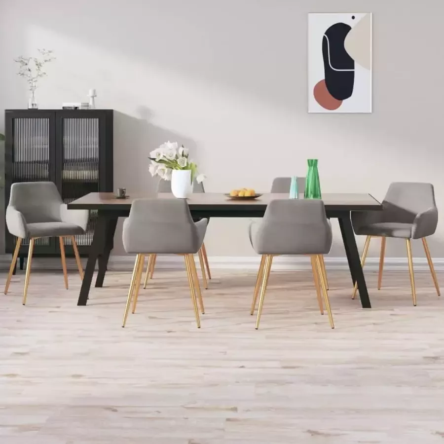 VidaLife Eetkamerstoelen 6 st fluweel lichtgrijs