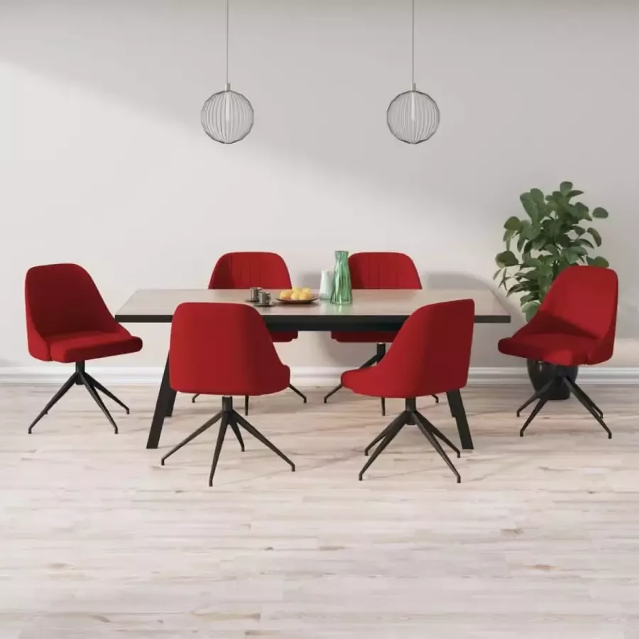 VidaLife Eetkamerstoelen 6 st fluweel wijnrood